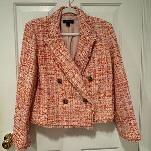 Ann Taylor colorful tweed double breasted cropped blazer sz 4